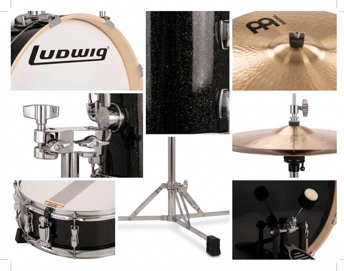 Batería Compacta Ludwig Breakbeats by Questlove Negro Sparkle