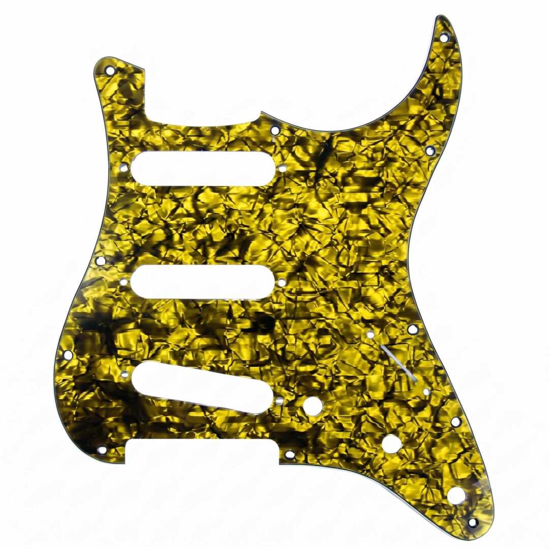 Mica para Guitarra Eléctrica estilo Stratocaster, terminado oro aperlado.