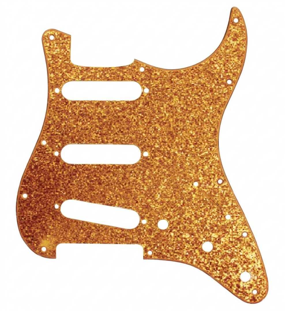 Mica para Guitarra Eléctrica estilo Stratocaster, terminado oro brillantina.