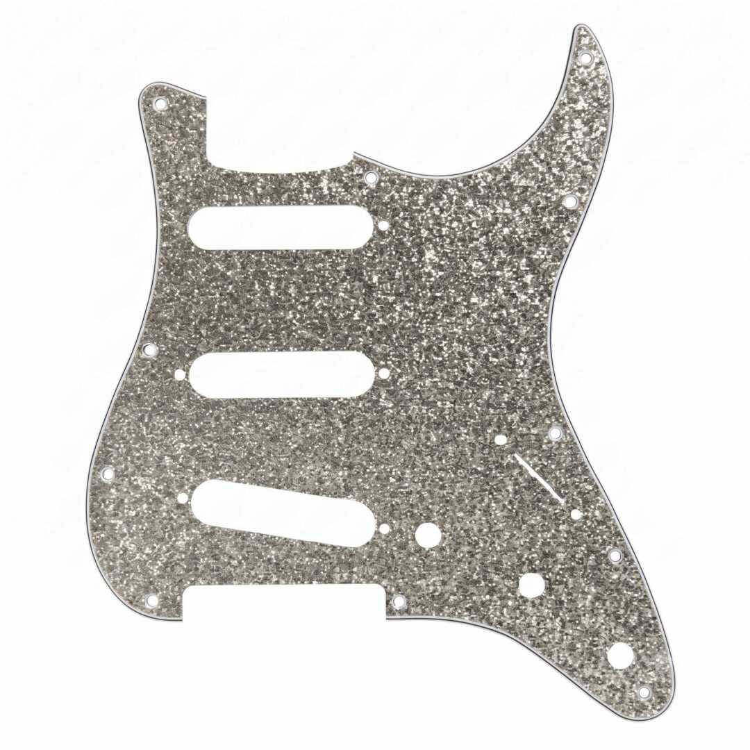 Mica para Guitarra Eléctrica estilo Stratocaster, terminado plata brillantina.