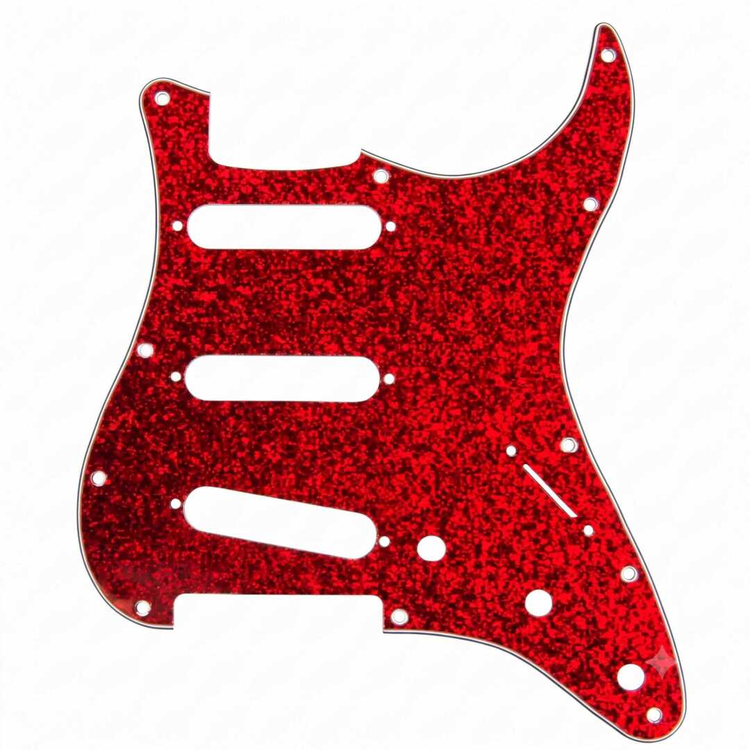 Mica para Guitarra Eléctrica estilo Stratocaster, terminado rojo brillantina.