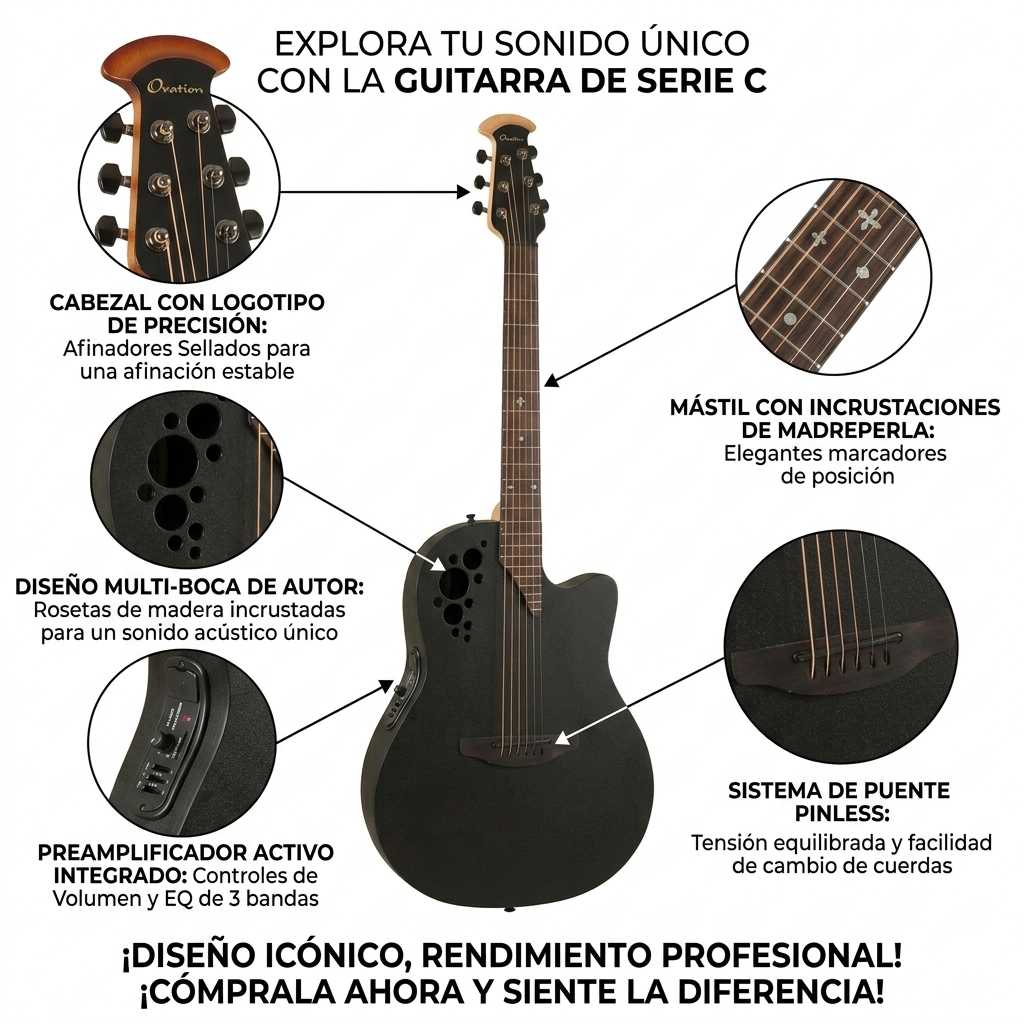 Serie Pro Elite 2078TX-5-G Color: Black Textured 6 Cuerdas