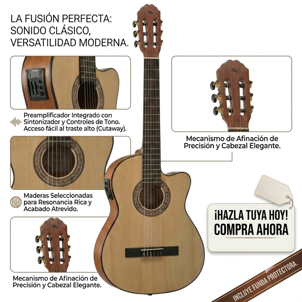 Guitarra Electroacústica Flamenca Caballero serie Principio - Imagen 2