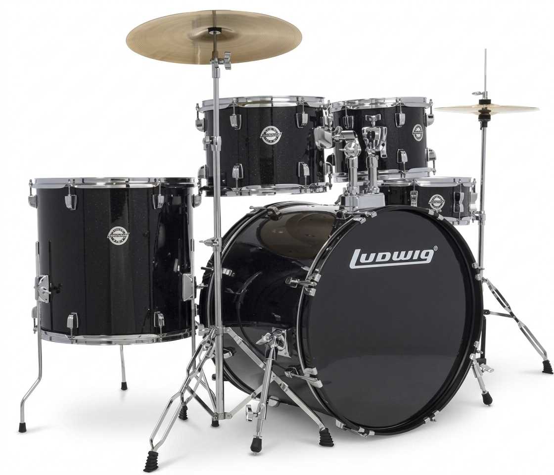 Batería Profesional Ludwig Accent, Negro Sparkle, (Bombo 22")