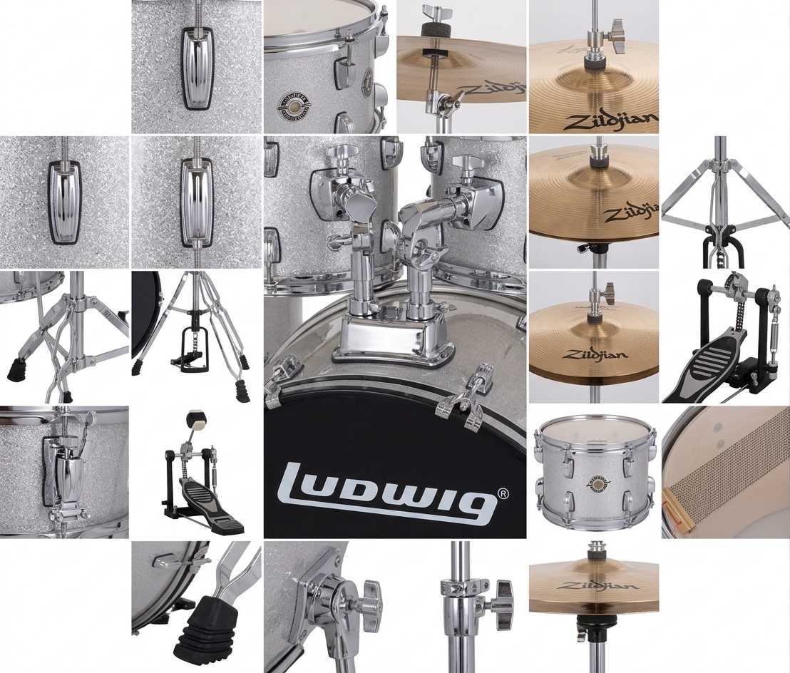 Batería Profesional Ludwig Accent - Plata Sparkle- (Bombo 22")