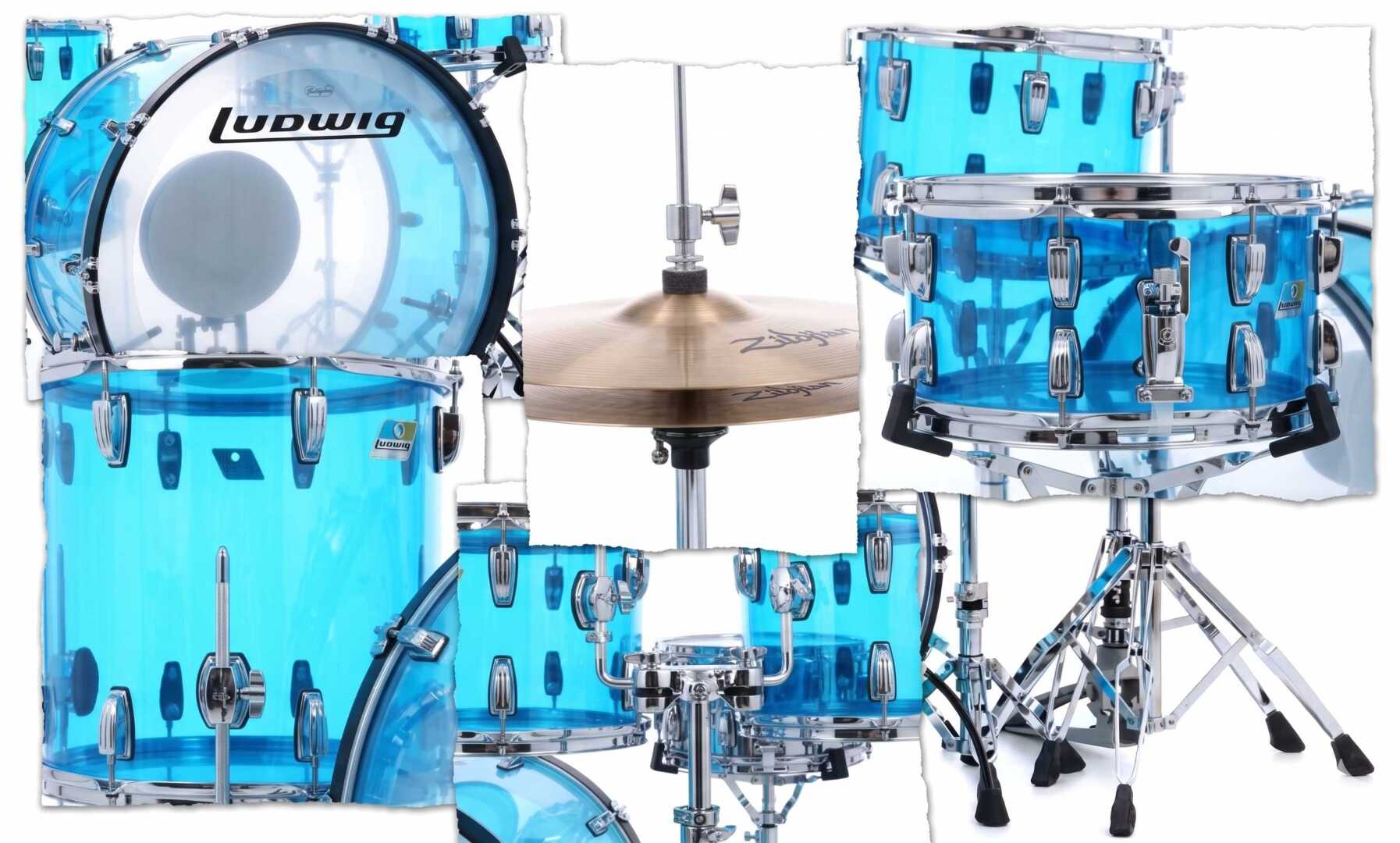 Batería Ludwig Vistalite Zep Set — Acrílico. Color azul
