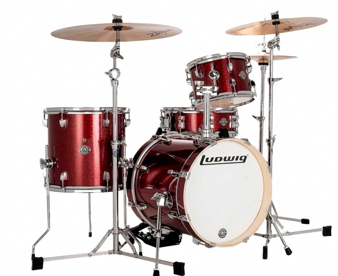 Batería Compacta Ludwig Breakbeats by Questlove Color rojo sparkle